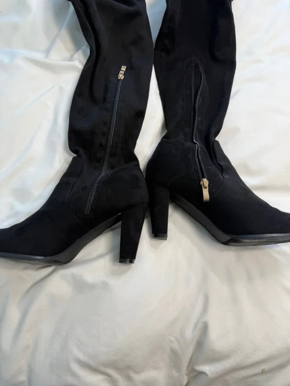 Catherine Malandrino Sorcha Black Faux Suede Thigh High Boots 7.5 Heeled